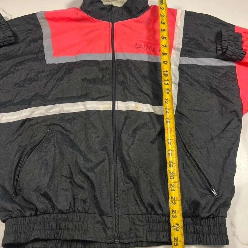Adidas Windbreaker Mens Medium Vintage 90s Colorblock Pink Black Nylon Jacket